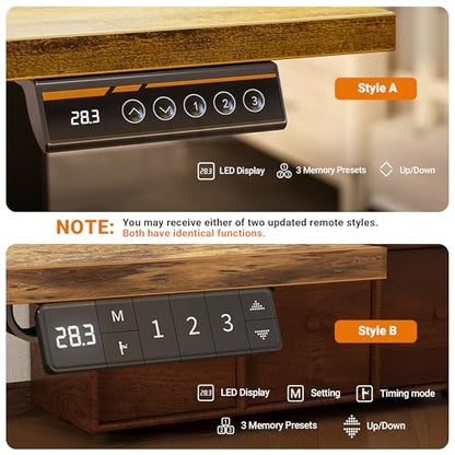 Claiks Electric Height Adjustable Standing Desk, 48x24 Inch, Rustic Brown | Smooth Height Adjustment, 3 Memory Presets, Cable Management Hub&Hook, Stable Steel Frame, 176lbs Capacity, Easy Assembly - color: Rustic Brown, size: 48