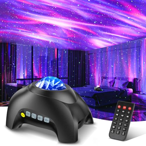 Northern Galaxy Light Aurora Projector with 33 Light Effects, Night Lights LED Star Projector for Bedroom Nebula Lamp, Remote Control, White Noises, Bluetooth Speaker for Parties Black - color: Black