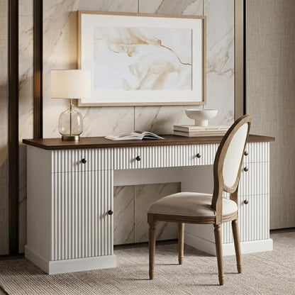 Garvee 60" Office Desk with Charging Station for Home Office, White - color: White, size: 21.6"D x 60"W x 30"H