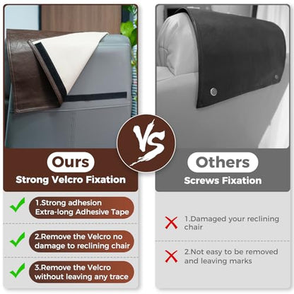 Recliner Headrest Protector Faux Leather Headrest Cover for Recliner Chair Couch Headrest Cover for Furniture Sofa Protector Chair Arm Covers for Home Office 17 x 27In(Chocolate Brown) | Hook & Loop, Chair Couch Cover, Furniture Sofa Protector, Chair Arm