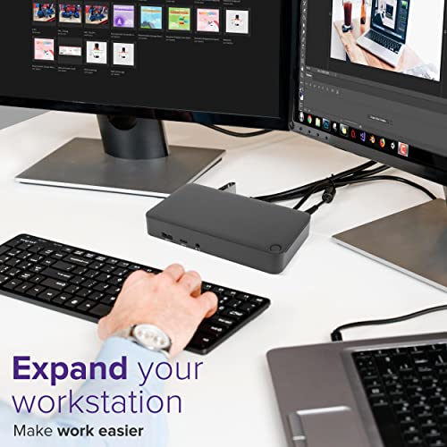 Targus Dual Monitor Universal USB-C DV4K DP Docking Station with 65W Power - Broad Compatibility with a Range of Hosts, Devices, Peripherals, Laptops, and Operating Systems (DOCK315USZ)