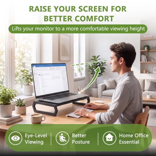Wenqik Solid Pine Wood Laptop Riser, 14.2" Wooden Laptop Stand for Desk - style: Hexagonal Design