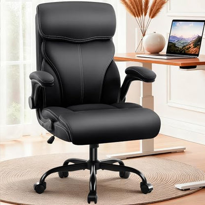 AreShark Office Chair - Executive High Back Breathable Comfy Desk Chair with Lumbar Support - Ergonomic Leather Rolling Swivel Computer Chair with Rock Function for Working Studying Gaming Relaxing - color: Black
