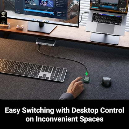 UGREEN USB 3.0 Switch 2 Computers Sharing USB C & A Devices, 4 Port USB Switcher Sharing Keyboard and Mouse, Printer/Scanner USB Switch Hub for Two Computers with 2 USB3.0 Cables and Remote - color: Silver