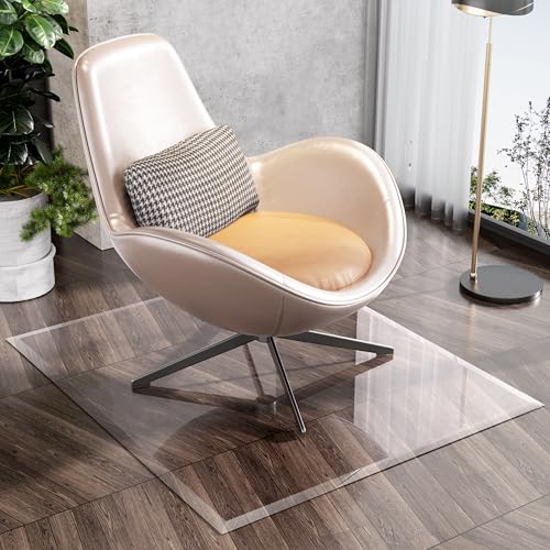 [Tempered Glass] 47“ x 40” Beveled Edge Glass Chair Mat with Polished Edge Clear Office Chair Mat, Glides Smoothly, Suitable for Carpet or Hardwood Floors - color: Clear, size: 47“x40”