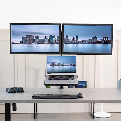 VIVO Laptop and Dual 13 to 27 inch LCD Monitor Stand up Desk Mount, Tall Adjustable Stand, Fits Laptops up to 17 inches, Black, STAND-V012J