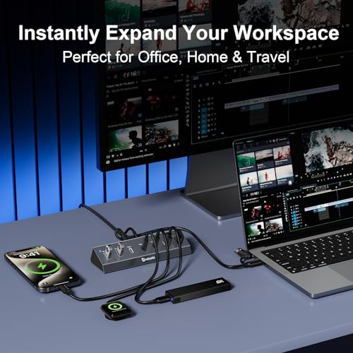 7 in 1 USB C Hub with 10Gbps Data Transfer, PD 45W & QC 18W Fast Charging - color: Gery