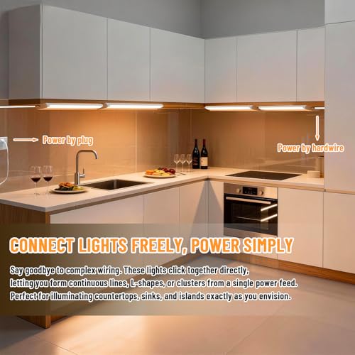 24" 4Pack Swivel Under Cabinet Lighting Hardwired Plug in,16W 1200LM | Rotatable 45°, 3CCT(3000K/4000K/5000K), Connect Up to 10 Fixtures, Under Counter Lights Linkable for Kitchens and Offices - size: 24 inch