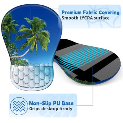 YIWEI Ergonomic Mouse Pad with Wrist Rest for Carpal Tunnel Pain Relief - color: Beach-3