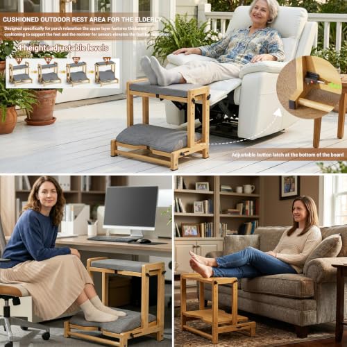 2-Tier Foot Rest Under Desk for Office, Gaming & Study | 4-height Adjustable Foot Stool, Cushioned foot rest with removable pad, Pressure Relief Footrest for Long Sitting Hours