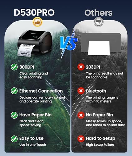 Phomemo 300DPI 4x6 Thermal Shipping Label Printer with 500 Labels | Ethernet Bluetooth & USB connection, Thermal Printer for Small Business, Compatible with iOS Android Windows Mac USPS UPS - color: Grey