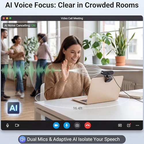 4K Ultra HD Webcam with 1/2.8"CMOS Sensor,PDAF Autofocus,1080P@60FPS | Dual Noise-Canceling Mics,Privacy Cover,USB Streaming Webcam for PC/Mac,Gaming,Video Calling,Live Streaming&Meetings