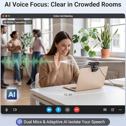 4K Ultra HD Webcam with 1/2.8"CMOS Sensor,PDAF Autofocus,1080P@60FPS | Dual Noise-Canceling Mics,Privacy Cover,USB Streaming Webcam for PC/Mac,Gaming,Video Calling,Live Streaming&Meetings