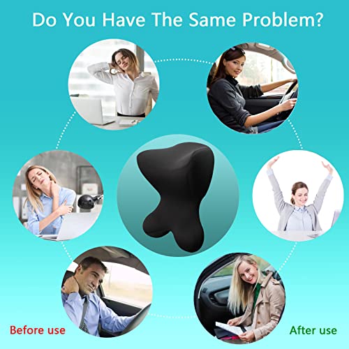 Car Neck Pillow for Driving Seat Car headrest Pillow/Gaming Chair Pillow with Adjustable Strap Removable Cover Ergonomic Design Neck Support Pillow for auto, Office Chair, Gaming Chair(Black) - color: Neck Black