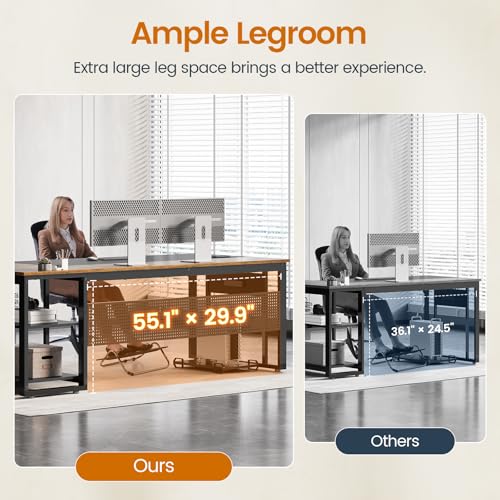 UPOSOJA 71" L Shaped Executive Desk, Office Desk with Storage Drawers - color: Brown, size: 2 Drawers