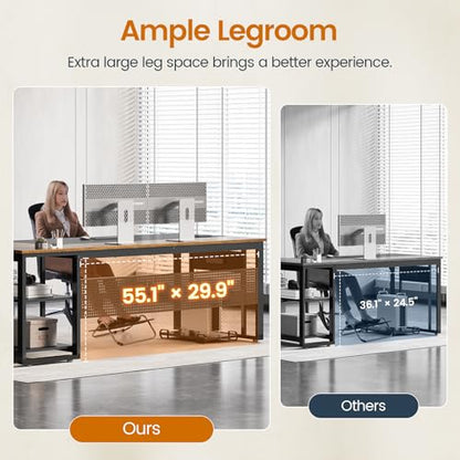 UPOSOJA 71" L Shaped Executive Desk, Office Desk with Storage Drawers - color: Brown, size: 2 Drawers