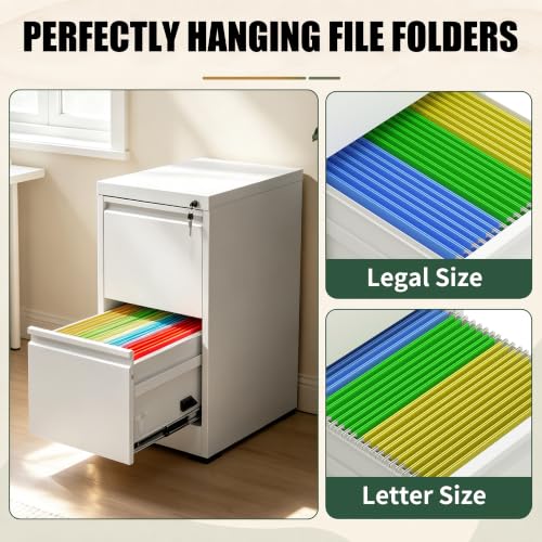 2 Drawer File Cabinet for Home Office, Vertical Filing Cabinet - color: White, size: 28.8"H - 2 Drawer