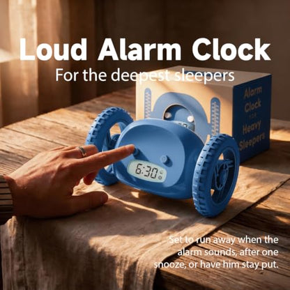 CLOCKY Runaway Digital Loud Rolling Alarm Clock for Heavy Sleeper Adults - color: Blue