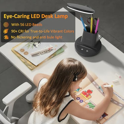 LED Desk Lamp with Wireless Charger for Home Office, Black - color: Matte Black