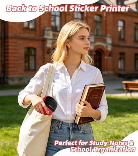 ORGSTA Sticker Printer, 300DPI Ultra-Clear Mini Portable Sticker Maker S002 | Thermal Mini Printer with Banner Printing Function, Bluetooth Inkless Print Pods for Journal, DIY Gifts, Study Note - color: Red