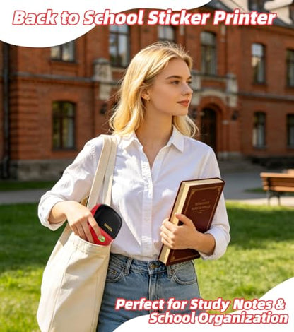 ORGSTA Sticker Printer, 300DPI Ultra-Clear Mini Portable Sticker Maker S002 | Thermal Mini Printer with Banner Printing Function, Bluetooth Inkless Print Pods for Journal, DIY Gifts, Study Note - color: Red