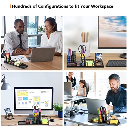 Topwey 7 in 1 Desk Organizer and Accessories | School, Home, Office - color: Jet Black