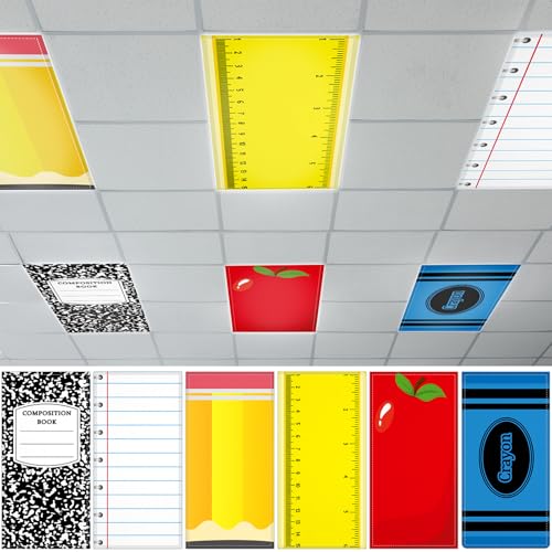 QOUBAI 6PCS Fluorescent Light Covers, 4x2 Feet Magnetic Light Cover Fluorescent Lights Shade Panel Positive Inspirational Ceiling Lights Filters for Office Classroom Home Drop Ceiling Everyone Spots - color: Notebook