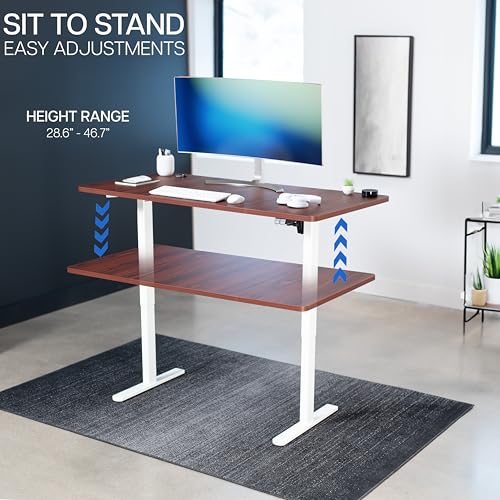 VIVO Dark Walnut 60 x 30 in Standing Desk, DESK-KIT-0W6D - color: Dark Walnut Top / White Frame, size: 60 x 30 inch