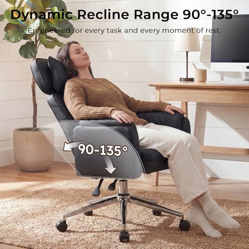 Big and Tall Ergonomic Office Chair, Criss Cross Desk Chair with Pivot Arms | High Back Executive Leather Chair with Spring Seat, Wide Computer Gaming Chair for Home, Makeup & Bedroom, Black, 49.6”H×22”W - color: Black, size: 49.6”H×22”W
