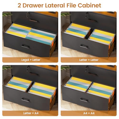 SEDETA 59" Filing Cabinet with Lock Drawers fits Legal Size for Home Office - color: Black, size: 59"