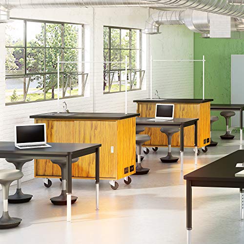 Learniture Adjustable Height Active Learning Stool for Office Desks and Classrooms, Foam-Padded Backless Wobble Stool with Rocking Motion, Gray - color: Grey