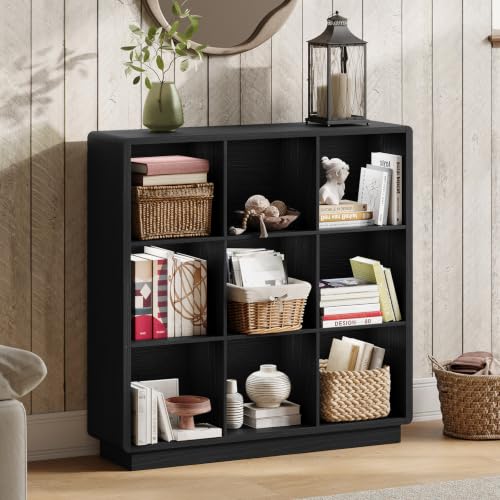 ChooChoo 9 Cube Storage Organizer, Wooden Bookcase with Storage, 43 Inch - color: Black, size: 3-tier 9-cubes