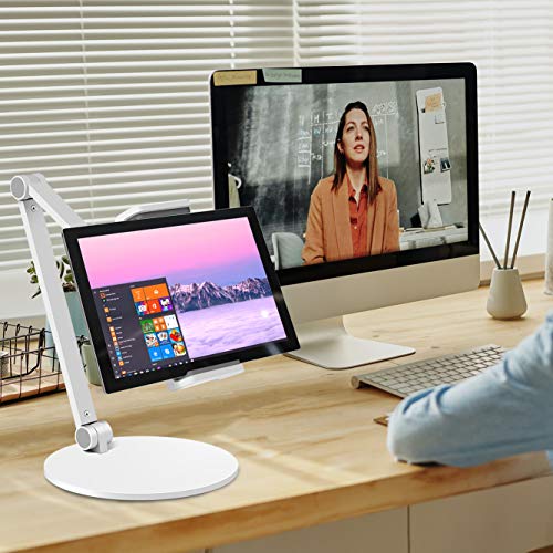 iPad Stand for Desk, Surface Pro Holder, Multi-Angle Adjustable Tablet Stand Holder for 4.7''- 13'' Screen Microsoft Surface Series, iPad Series,Samsung Galaxy Tabs,Amazon Kindle Fire, Etc. (White) - color: White