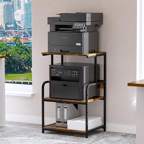 Arbuxzuy Printer Stand with Storage Shelf,3 Tier Printer Cart with Wheels,Mobile Printer Table for Home Office,Stands for Printer Heat Press Scanner Fax,Industrial Style (Brown) - color: Brown, size: Standard(19.7x15.75x30.5in)