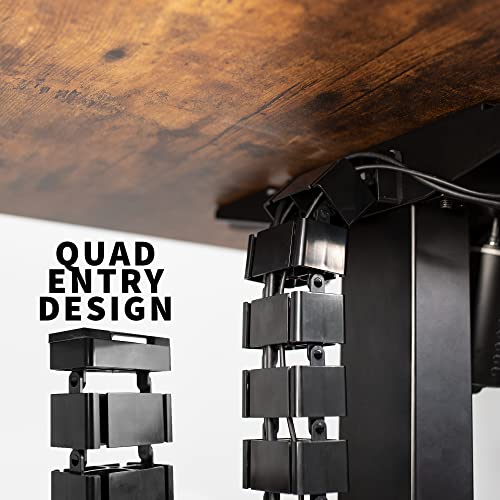VIVO Standing Desk Vertebrae Magnetic Cable Management Kit, Adjustable Quad Entry Flexible Spine Wire Organizer Cord Snake for Home Office, Black, DESK-AC01M