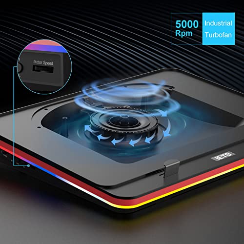 IETS GT500 Powerful Turbo-Fan (5000 RPM) RGB Laptop Cooling Pad with Infinitely Variable Speed,Seal Foam for Rapid Cooling Gaming Laptop,Dust Filter for Protect Laptop,13-17.3inch Laptop Cooler - color: S2(RGB)