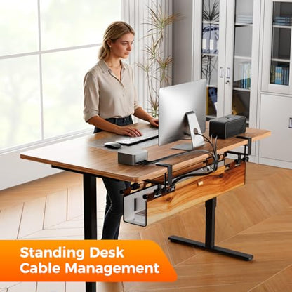 No Drill Thickened Under Desk Cable Management,38.5In,Wood-Grain - color: Wood-Grain