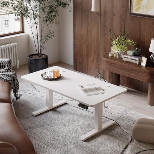 YIHAYO Low Height Adjustable Desk, Lifts 18.1-28.3 Inches, Electric Standing Desk for Short People, 40 x 24 Inches Computer Table with Splice Board for Home Office, White - color: White Frame/White Top, size: 40*24 Inch