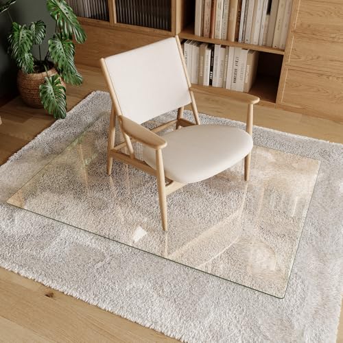 Koonmi Tempered Glass Chair Mat 36"x50" - Premium Office Chair Mat for Hardwood Floors & Low-Pile Carpet with 4 Non-Slip Pads - Thick Scratch-Resistant Surface - size: 36*50