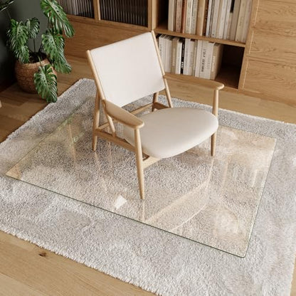 Koonmi Tempered Glass Chair Mat 36"x50" - Premium Office Chair Mat for Hardwood Floors & Low-Pile Carpet with 4 Non-Slip Pads - Thick Scratch-Resistant Surface - size: 36*50