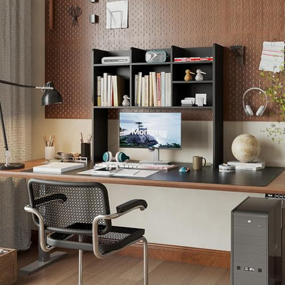 ChooChoo Desk Hutch Dorm, Desktop Bookshelf with 7 Shelves - color: Black, size: Without LED
