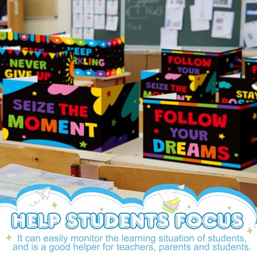 Honoson 24 Pcs Inspirational Privacy Folders for Students | Cardboard Desk Shields with Motivational Words, 6 Designs for Classroom Study, Tri-fold Exam Dividers, Bulk Test Boards - style: Colorful
