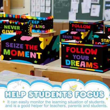 Honoson 24 Pcs Inspirational Privacy Folders for Students | Cardboard Desk Shields with Motivational Words, 6 Designs for Classroom Study, Tri-fold Exam Dividers, Bulk Test Boards - style: Colorful