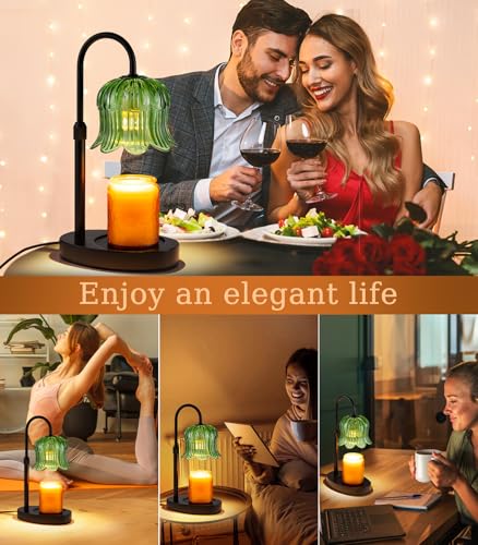 Candle Warmer Lamp with Timer - Electric Candles Wax Warmers Glass Lamps - color: F-green
