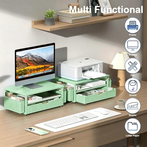 Desk Organizers and Accessories, Printer Stand with Storage, Sage Green - color: Sage Green