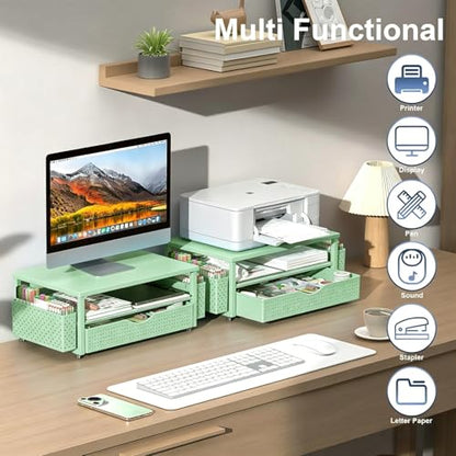 Desk Organizers and Accessories, Printer Stand with Storage, Sage Green - color: Sage Green
