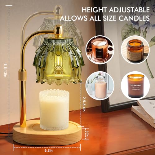 Candle Warmer Lamp with Timer - Electric Wax Melt Warmer with Adjustable Height and Dimmer for Scented Candle Wax, Home Fragrance Décor and House Warming Birthday Gifts for Women Mom - color: Green