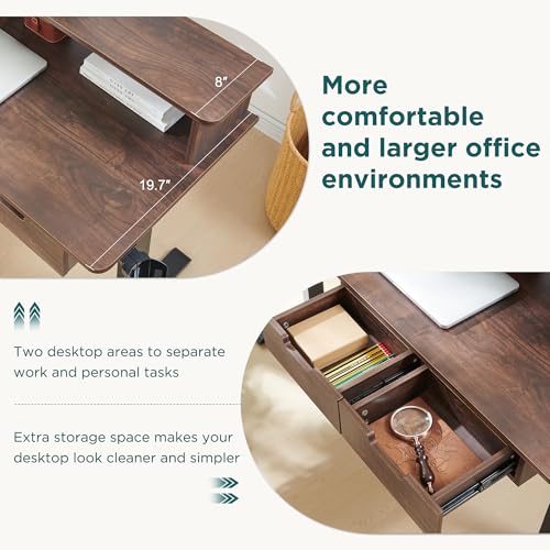 RedLemon 60 Inches L Shaped Electric Standing Desk 2 Tier, Dark Walnut - color: Dark Walnut, size: 60"X60"