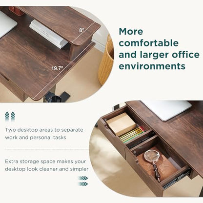 RedLemon 60 Inches L Shaped Electric Standing Desk 2 Tier, Dark Walnut - color: Dark Walnut, size: 60"X60"