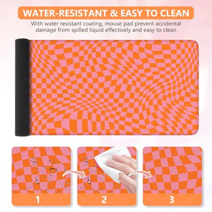 iCasso XXL Large Mouse Pad for Desk, Orange Checkered - color: Orange Checkered